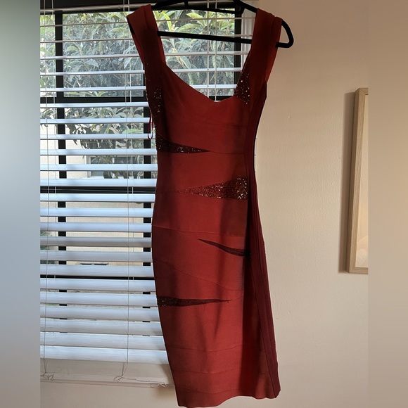 Herve Leger designer square neckline bandage dress - Picture 4 of 6